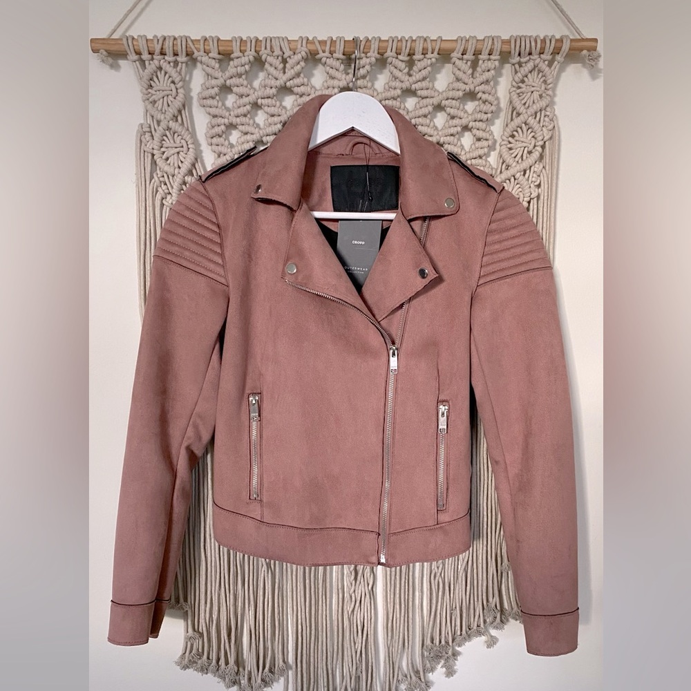 Biker jacket S powder rose dusty pink peony Sinsay